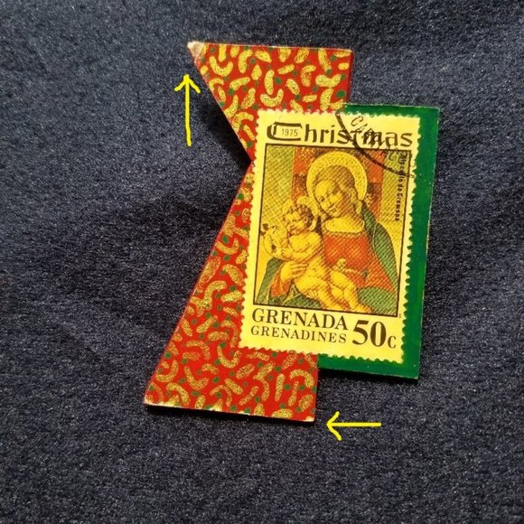 Holiday Jewelry - Grenada 1975 Christmas Stamp Brooch - Picture 5 of 12